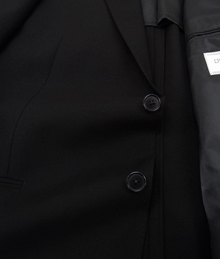 日本製特価[新品]定価81400円 ダーバン定番 日本製 ブラックスーツ (冠婚葬祭 略礼服 フォーマルスーツ) シングル ノータック D'URBAN ブラックスーツ